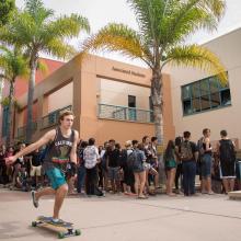 skateboarder outside of the UCen